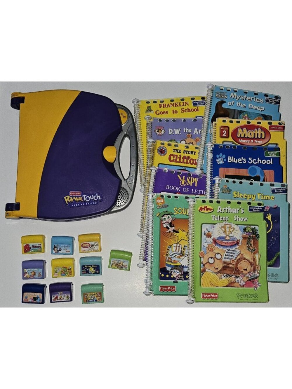 Fisher Price Power Touch Learning System Lot Console 10 Books Cartridges TESTED